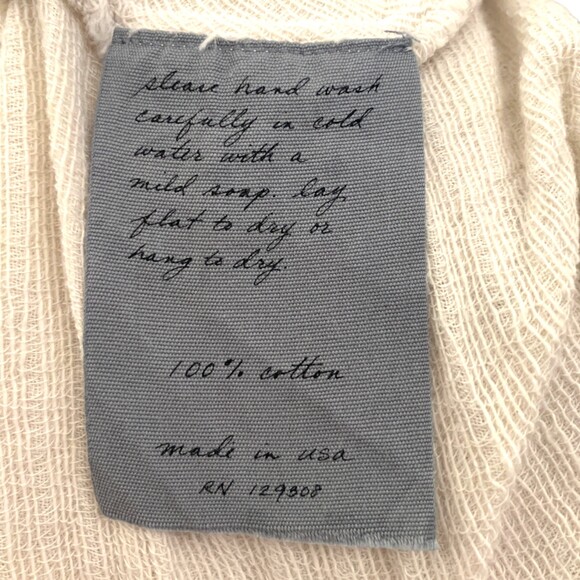 Raquel Allegra White Slubed Cotton Size 1 Women’s Oversized Boho Pullover Top - Picture 5 of 8